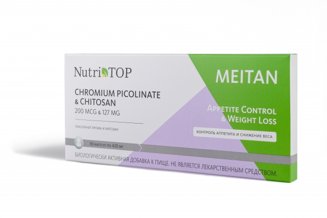 Биологически активная добавка к пище Chromium Picolinate & Chitosan (Пиколинат Хрома и Хитозан) NutriTOP MeiTan